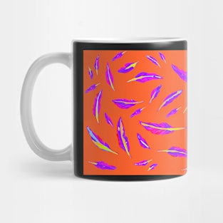 feather orange purple and pink colour style fabric pattern Mug